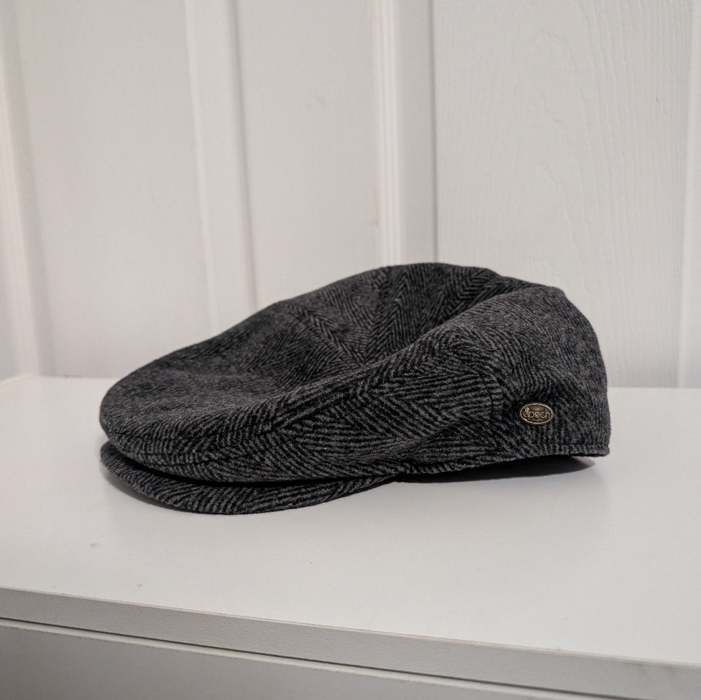 New Epoch Mens Hat 100% Wool Herringbone Newsboy Earflap Ivy Cap NWT Size XL
